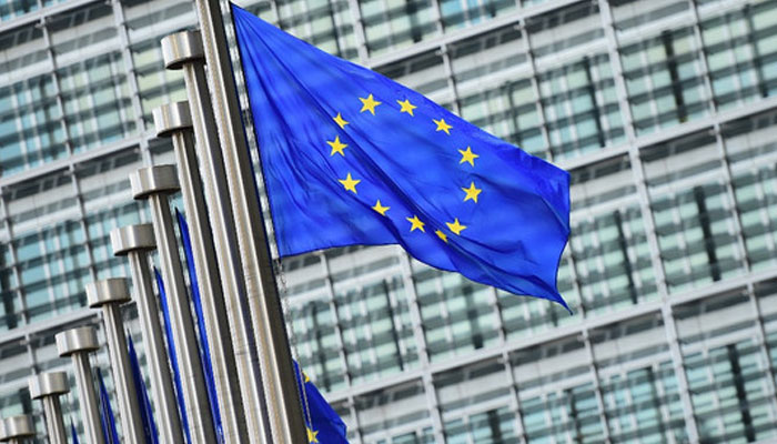 European flags fly outside the European Commission building, in Brussels, on May 8 2015.  — AFP File