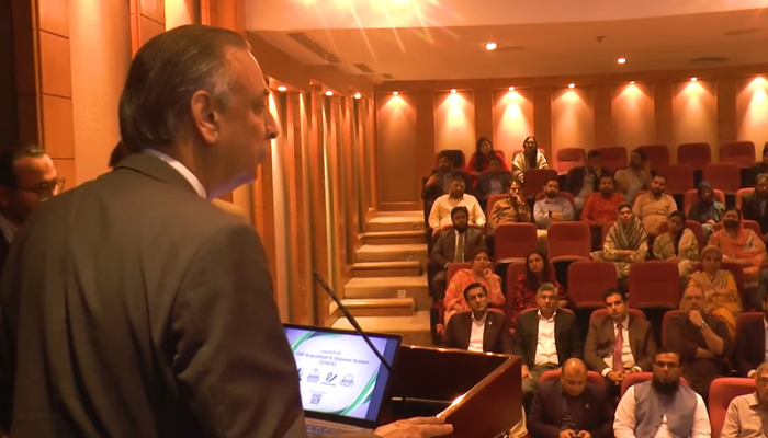 In this still, Punjabs Chief Secretary, Zahid Akhtar speaks with the audience during an e-procurement launching ceremony on November 20, 2023. — Facebook/Cheif Secretary Punjab