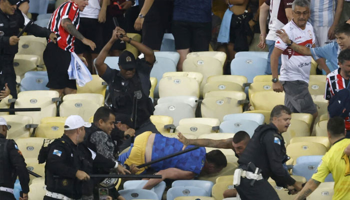 Argentina fans clashed with Brazilian police. — AFP File