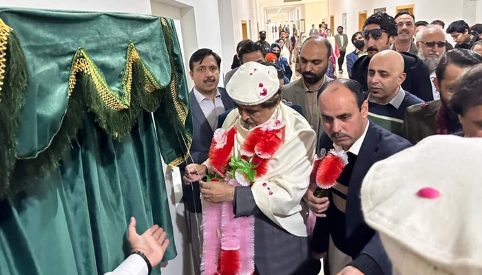 Federal Minister for National Heritage and Culture Syed Jamal Shah during the inauguration of the Department of Pashto at the University of Swat on November 23, 2023. — Facebook/Jamal Shah