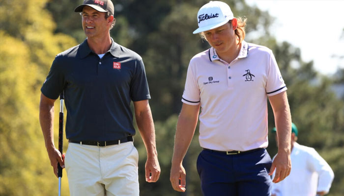 Adam Scott (L) and Cameron Smith had contrasting fortunes at the Australian PGA Championship. —AFP File