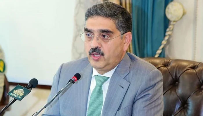 Caretaker Prime Minister Anwaar-ul-Haq Kakar interacts with foreign media in Islamabad on September 4, 2023. — PID