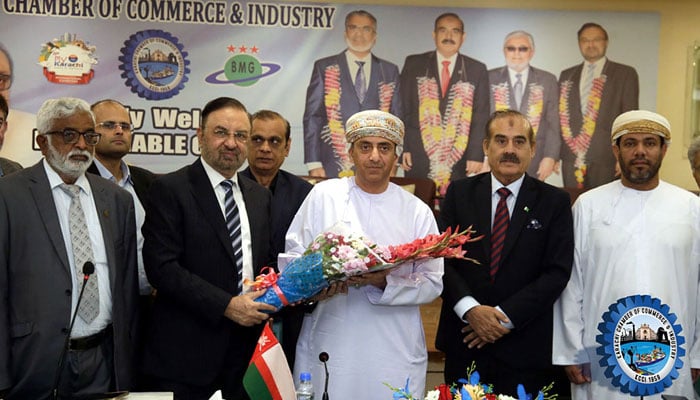 The Consul General of Oman in Karachi, Eng. Sami Abdullah Salim AlKhanjari visits the Karachi Chamber of Commerce & Industry (KCCI) on Nov 25, 2023. —x/kcci_official