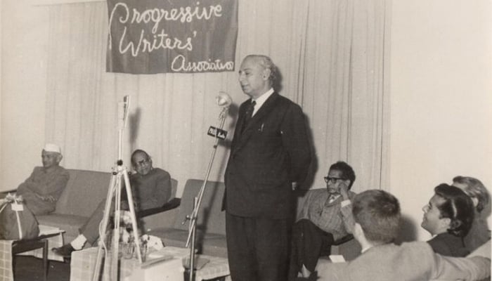 Sajjad Zaheer at a Progressive Writers’ Association Meeting in this image. — University of Austin, Texas