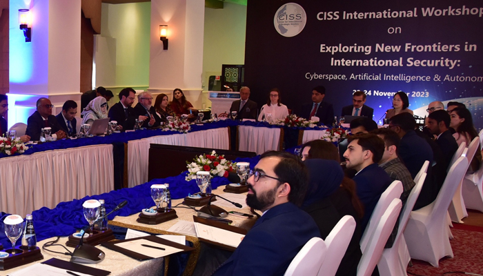 A workshop hosted by the Center for International Strategic Studies regarding artificial intelligence in Islamabad in this image on November 24, 2023. — Center for International Strategic Studies