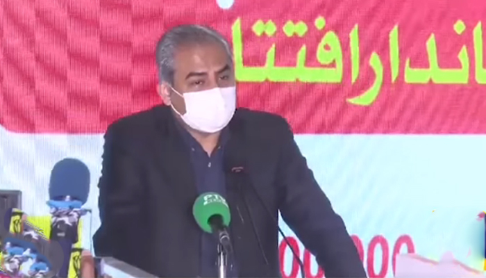 Caretaker Chief Minister Mohsin Naqvi speaks during an inauguration ceremony of the Cavalry Ground Underpass in this still on November 26, 2023. — Facebook/Govt of Punjab