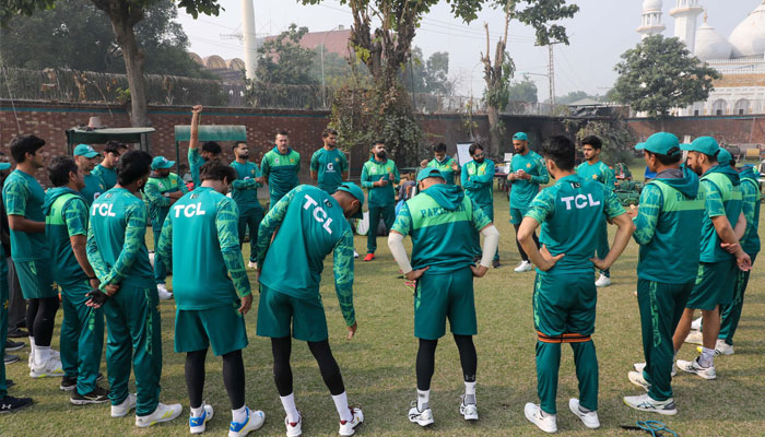 The national cricketers are seen regrouped for training with team director Mohammad Hafeez at National Cricket Academy, Lahore  on Nov 28, 2023. —x/TheRealPCB