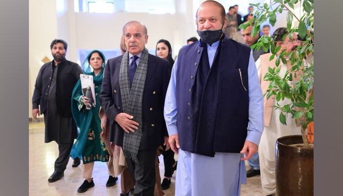 This image shows the PMLN supremo Mian Nawaz Sharif (R) and former PMLN president Shehbaz Sharif during their visit to Quetta on November 15, 2023. — Facebook/Mian Shehbaz Sharif