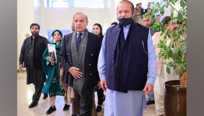 This image shows the PMLN supremo Mian Nawaz Sharif (R) and former PMLN president Shehbaz Sharif during their visit to Quetta on November 15, 2023. — Facebook/Mian Shehbaz Sharif