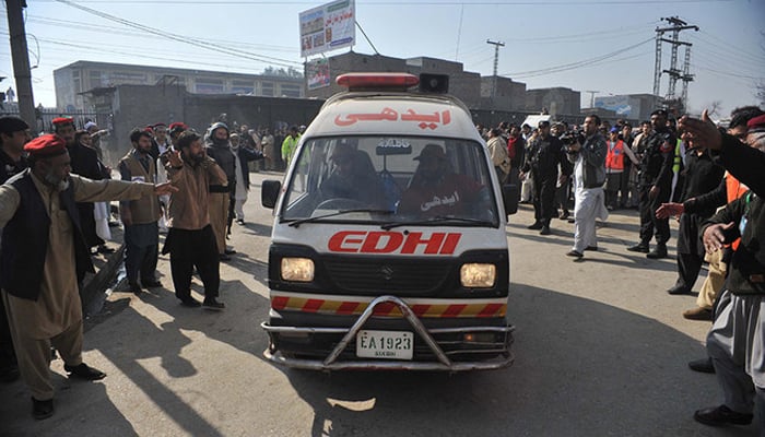 This image shows an Edhi ambulance. — AFP/File