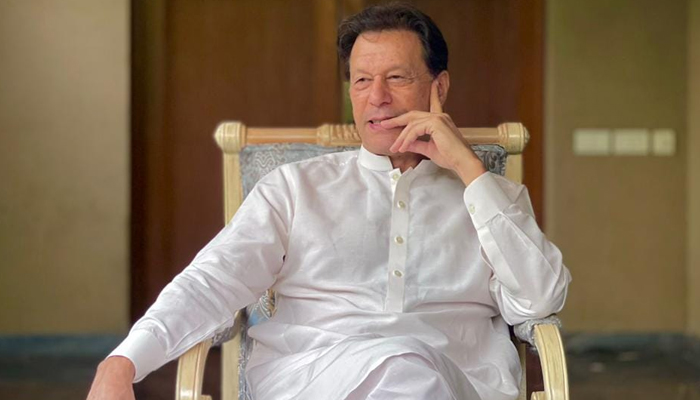 Former prime minister Imran Khan sits in his Zaman Park residence in Lahore on June 5, 2023. — Facebook/Imran Khan
