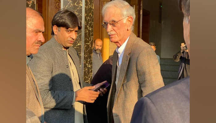 Pakistan Tehreek-e-Insaf Parliamentarian Chief Pervez Khattak looks on in this image on November 28, 2023. — Facebook/PTI-P