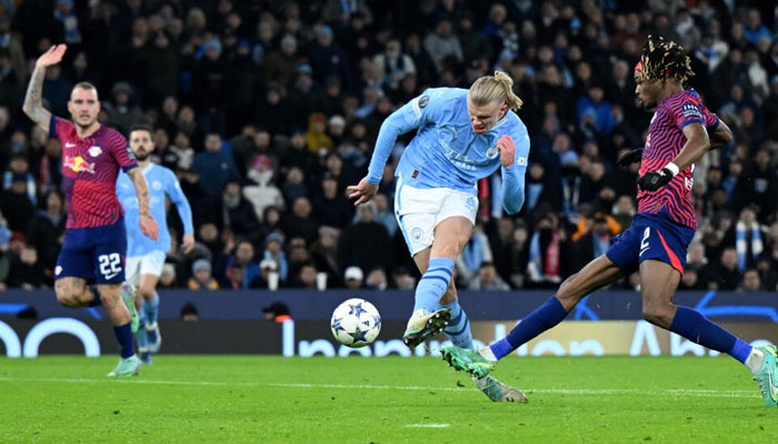 Erling Haaland scored his 40th Champions League goal in Manchester Citys 3-2 win over RB Leipzig. — AFP