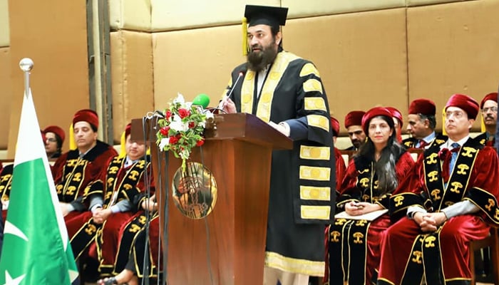 Punjab Governor/Chancellor KEMU M Balighur Rahman speaks during the 13th KEMU Convocation on November 29, 2023. — Facebook/King Edward Medical University Lahore