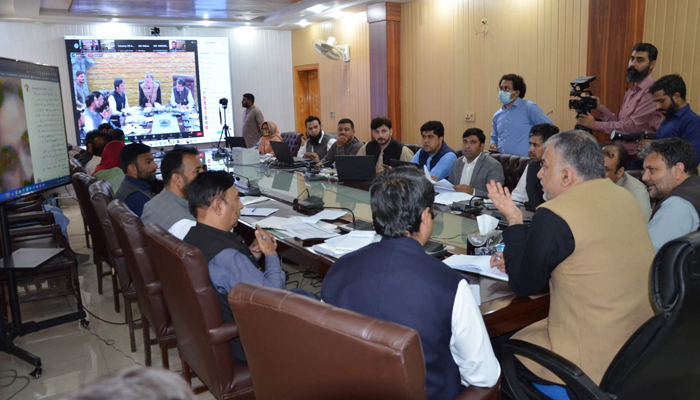 Provincial Caretaker Minister for Livestock Asif Rafiq while chairing a meeting in Peshawar on October 19, 2023. — Facebook/Food Department Khyber Pakhtunkhwa