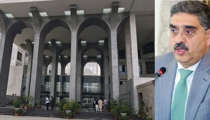 The Islamabad High Court (IHC) building (left) and Caretaker Prime Minister Anwaar-ul-Haq Kakar. — Geo News/APP