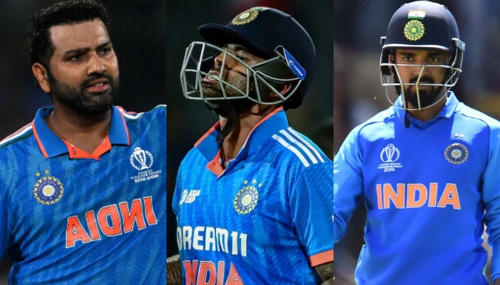 Indias Rohit Sharma (left), Suryakumar Yadav (centre) and KL Rahul. — AFP/File