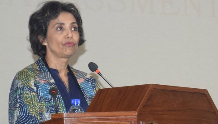 In this image released on Nov 27, 2023, Fauzia Viqar, Federal Ombudsperson against Harassment speaks at an awareness seminar on ‘Protection against Harassment’ organized by National Univeristy of Modern Languages. —x/fospah