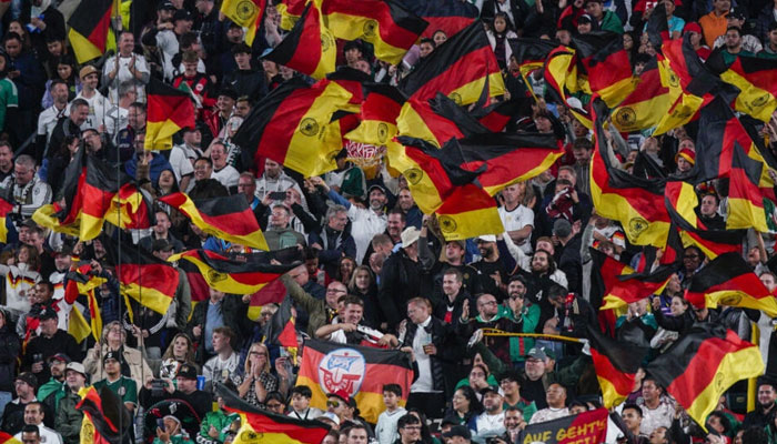 Germany fans cheer during an international friendly match against Mexico at Lincoln Financial Field stadium in Philadelphia in October. —AFP File