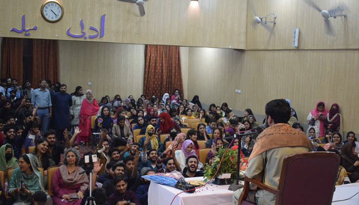 The image shows one of the glimpses from the 6th All Pakistan Literary Festival. —Facebook/uvasqirtas