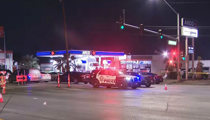 Police work at the scene of a shooting in Las Vegas on Dec 2, 2023.  — KSNV