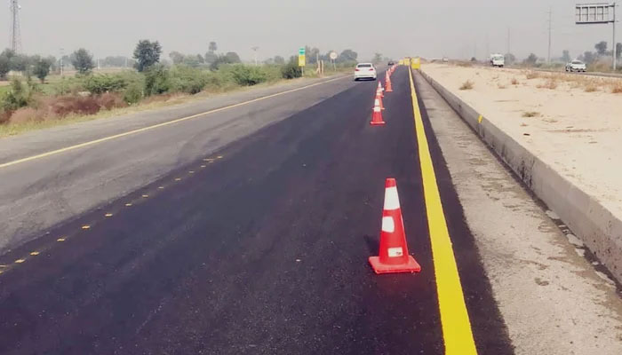 This image released on November 17, 2023, shows a side of a highway closed because of the construction. — Facebook/National Highways & Motorway Police-NHMP