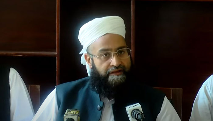 Hafiz Tahir Ashrafi addressing a press conference in Lahore, on July 15, 2021. — YouTube/HumNewsLive