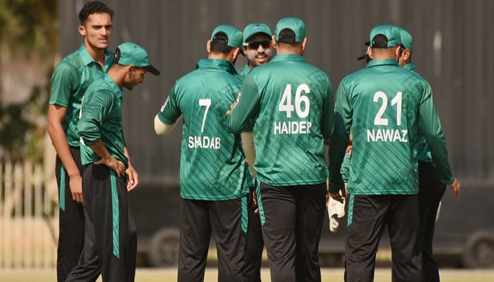 Players of Rawalpindi celebrate during the National T20 match series at the UBL Sports Complex on December 3, 2023. — X/@TheRealPCB_Live