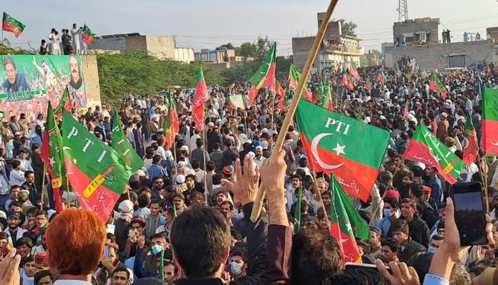 PTI workers can be seen during a party rally on November 26, 2023. — Facebook/Pakistan Tehreek-e-Insaf
