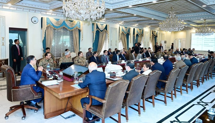 Caretaker Prime Minister Anwaar-ul-Haq Kaka while chairing a meeting in Islamabad. — APP/File