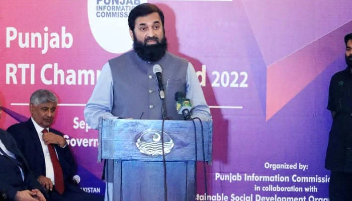 Punjab Governor / Chancellor Punjab University Muhammad Balighur Rehman while delivering a speech on September 30, 2023. — Facebook/The Governor of Punjab