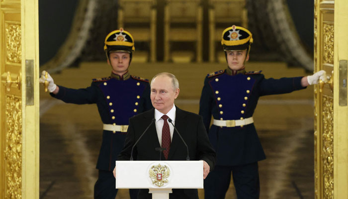 Russia´s President Vladimir Putin attending a ceremony to receive credentials from newly appointed foreign ambassadors to Russia at the Kremlin in Moscow on December 4, 2023.—AFP