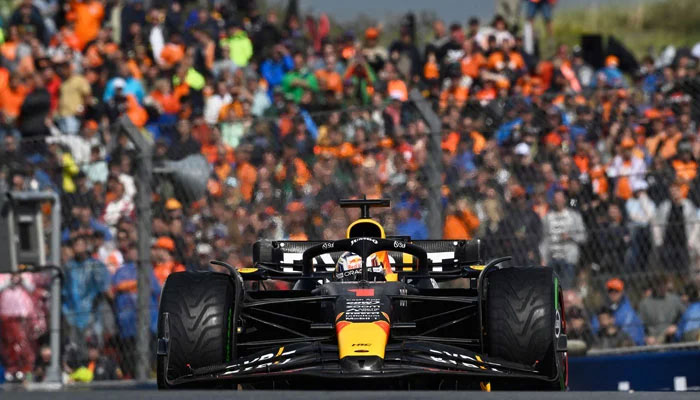 Red Bull Racings Dutch driver Max Verstappen drives during the qualifying session at the Circuit Zandvoort, ahead of the Dutch Formula One Grand Prix, in Zandvoort on August 26, 2023. — AFP