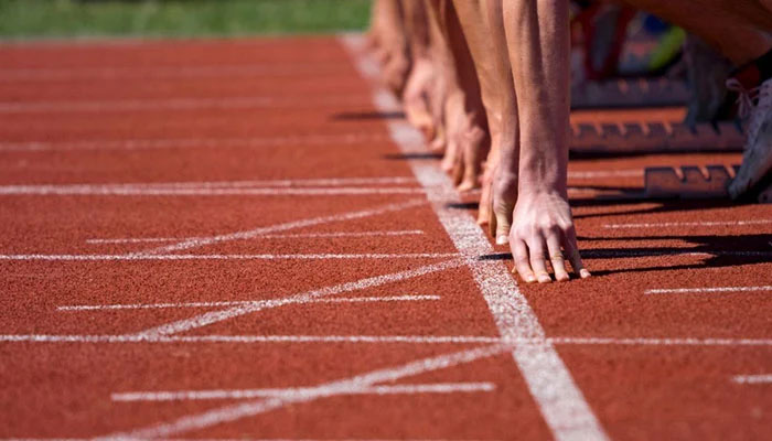 This representational image shows athletes getting ready for a start of a competition. — AFP/File