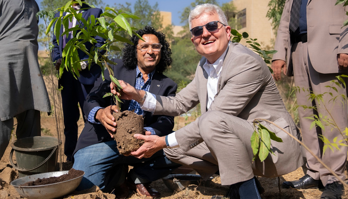 US Consul General in Karachi Conrad Tribble during the inauguration of a Miyawaki forest patch at the Frere Gardens Karachi on December 5, 2023. — Facebook/U.S. Consulate General Karachi