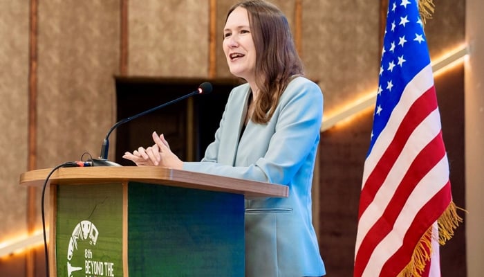 United States Consul General in Lahore Kirstin K Hawkins speaks during a ceremony on December 5, 2023. — Facebook/US Consulate General Lahore