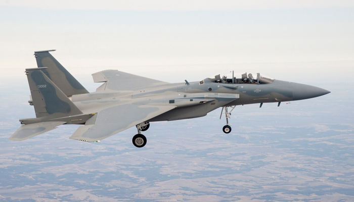 An F-15SA makes its first flight over St. Louis on February 20, 2013. — Boeing/US Air Force//Kevin Flynn
