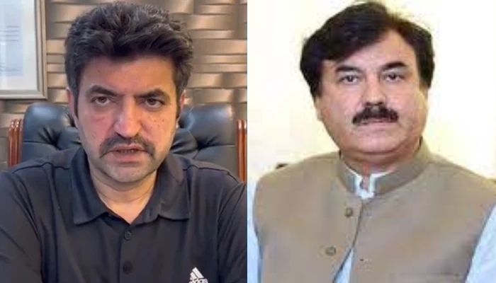 Pakistan Tehreek-e-Insaf (PTI) leaders Sher Afzal Marwat (left) and Shaukat Yousafzai. — X/APP