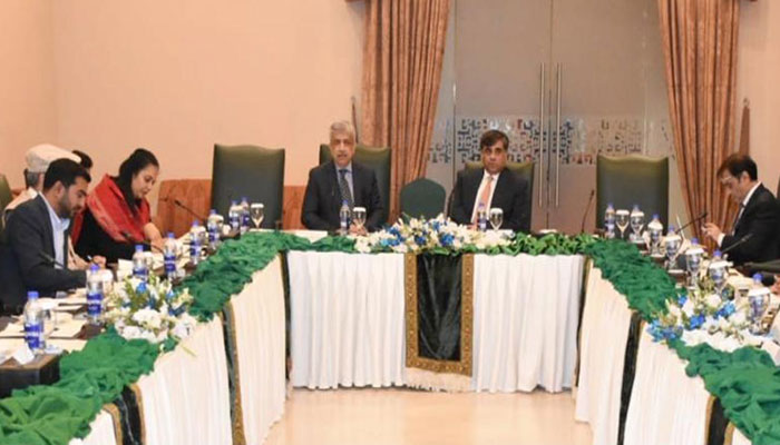 Commerce Minister Gohar Ejaz chairs the inaugural meeting of the Textile Export Advisory Council consisting of the top textile exporters of Pakistan on Dec 8, 2023. — PID