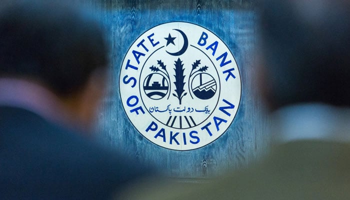The emblem of the State Bank of Pakistan during a news conference in Karachi, Pakistan, on Monday, January 23, 2023. — Bloomberg