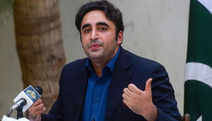 Pakistan Peoples Party (PPP) Chairman and former foreign minister Bilawal Bhutto Zardari speaks during a press conference in Karachi on October 15, 2022. — AFP