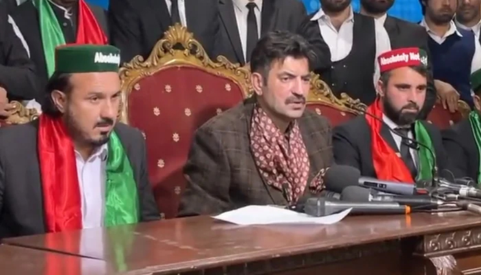 PTI senior leader and Imran Khan’s lawyer Sher Afzal Khan Marwat speaks during a press conference in this still on November 22, 2023. — X/@sherafzalmarwat