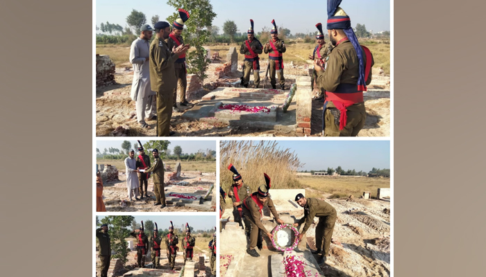 This combo of images shows Punjab police personnel and officials paying tribute to the martyred cops on December 10, 2023. — Facebook/Punjab Police Pakistan