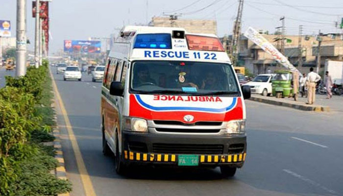 This image shows an ambulance of Rescue 1122. —APP File