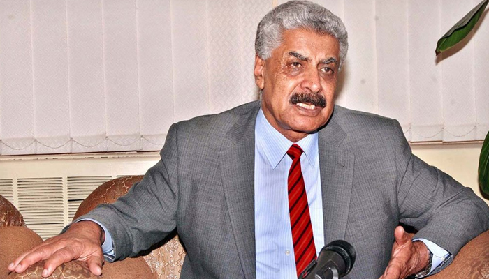 PPP leader and former federal minister Abdul Qadir Baloch speaks during a press conference in this image. — X/@GovtofPakistan