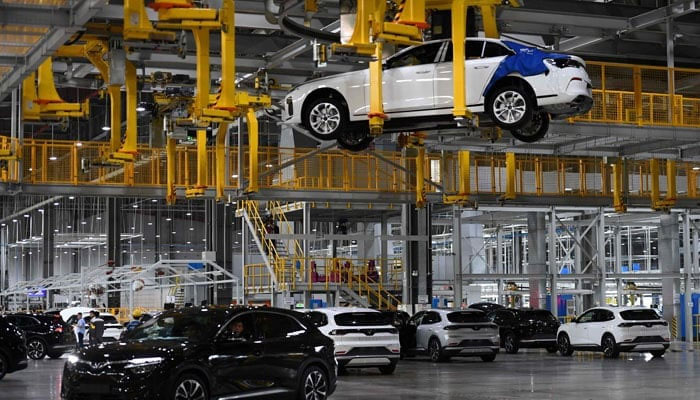 This photo taken on August 26, 2022 shows electric vehicles at the VinFast electric automobile plant in Haiphong. — AFP/File