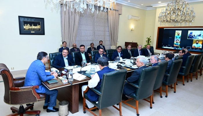 Caretaker Prime Minister Anwaar-ul-Haq Kakar chairs a meeting with Pakistan Cricket Board Chairman Management Committee on December 2023. — PCB website