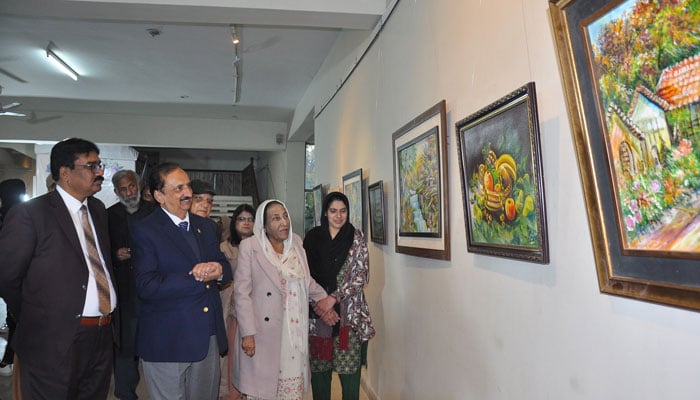 The image released on Dec 13, 2023 shows an exhibition “Mother Nature” by visual artist Qazi Zahoor Ul Hassan, showcased at Rawalpindi Arts Council. —x/artscouncilrawalpindi