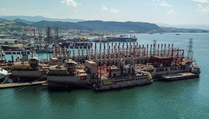 The power ships are seen docked in a shipyard in Altinova district, Yalova, Turkey. — AFP/File