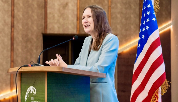 US Consul General in Lahore Kristin Hawkins while addressing an event on December 5, 2023. — Facebook/US Consulate General Lahore